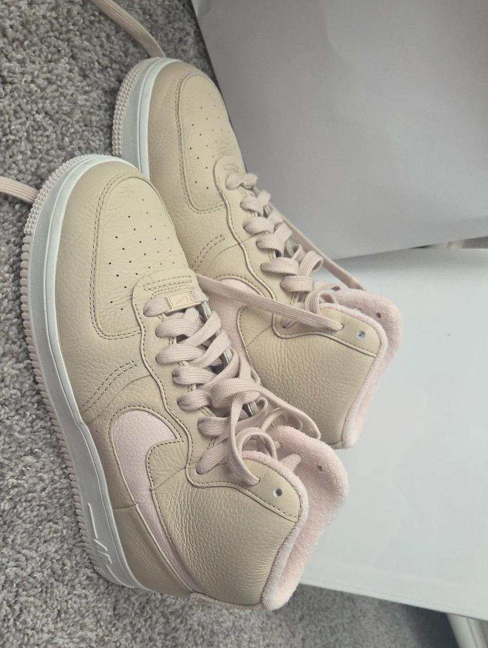Nike Women’s Cream and Light Pink High-Top Sneakers